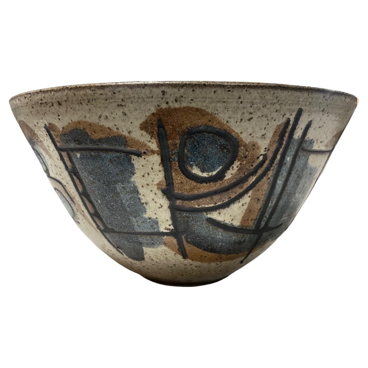 Clyde Burt Signed Large Mid-Century Modern Studio Pottery Ceramic Art Bowl