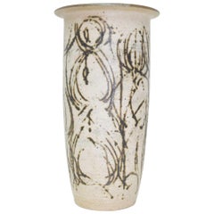 Clyde Burt Tall Ceramic Vase with Abstract Design