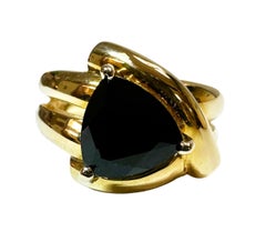 Clyde Duneier 14K Yellow Gold Trillion Cut Black Onyx Ring Size 6.25