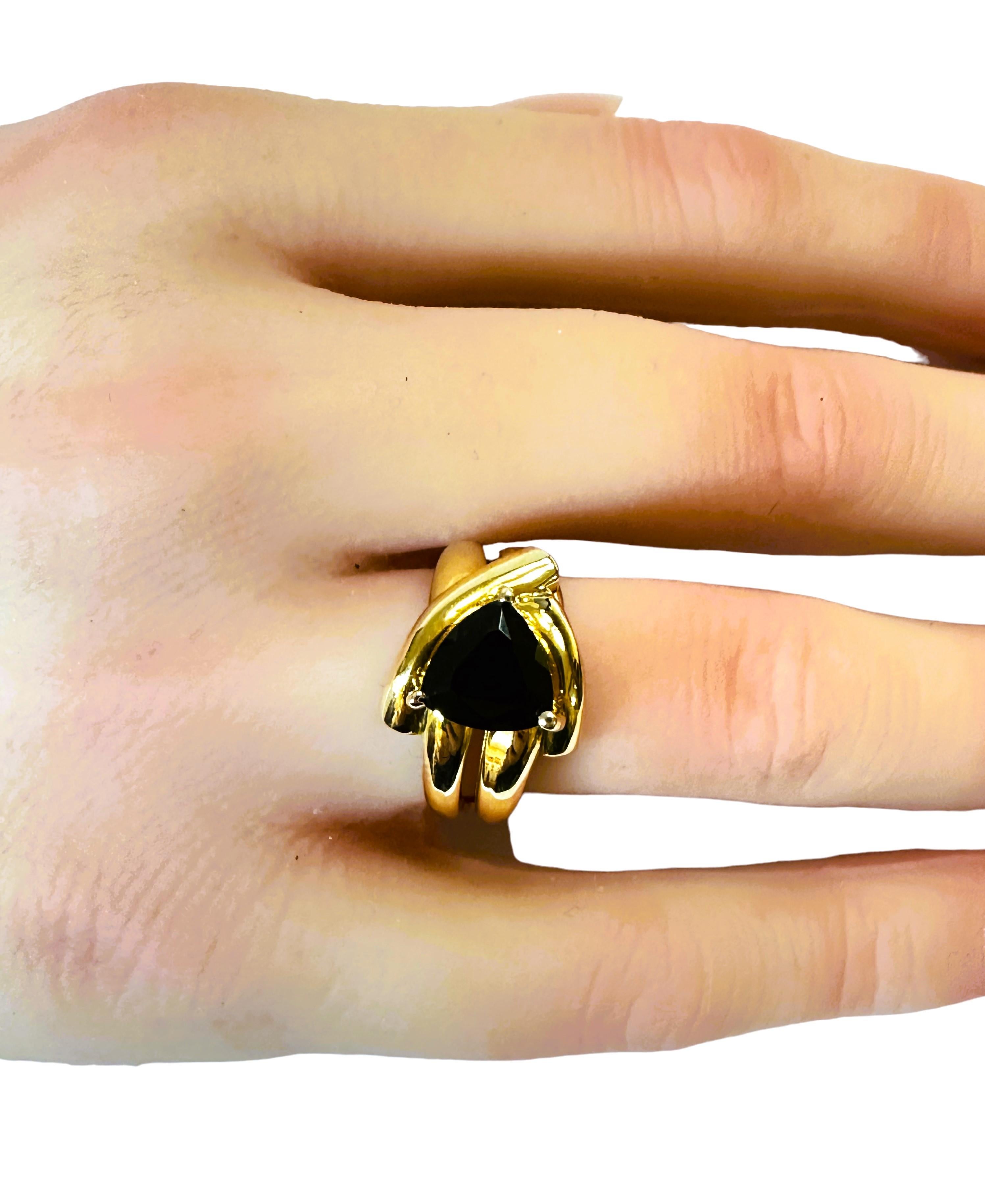 Clyde Duneier 14K Yellow Gold Trillion Cut Black Onyx Ring Size 6.25 1