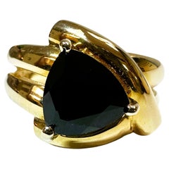 Clyde Duneier 14K Yellow Gold Trillion Cut Black Onyx Ring Size 6.25