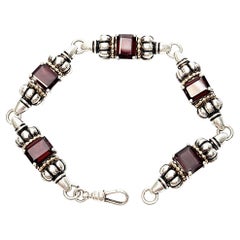 Clyde Duneier CID Sterling Silver 14K Garnet Renaissance Bracelet