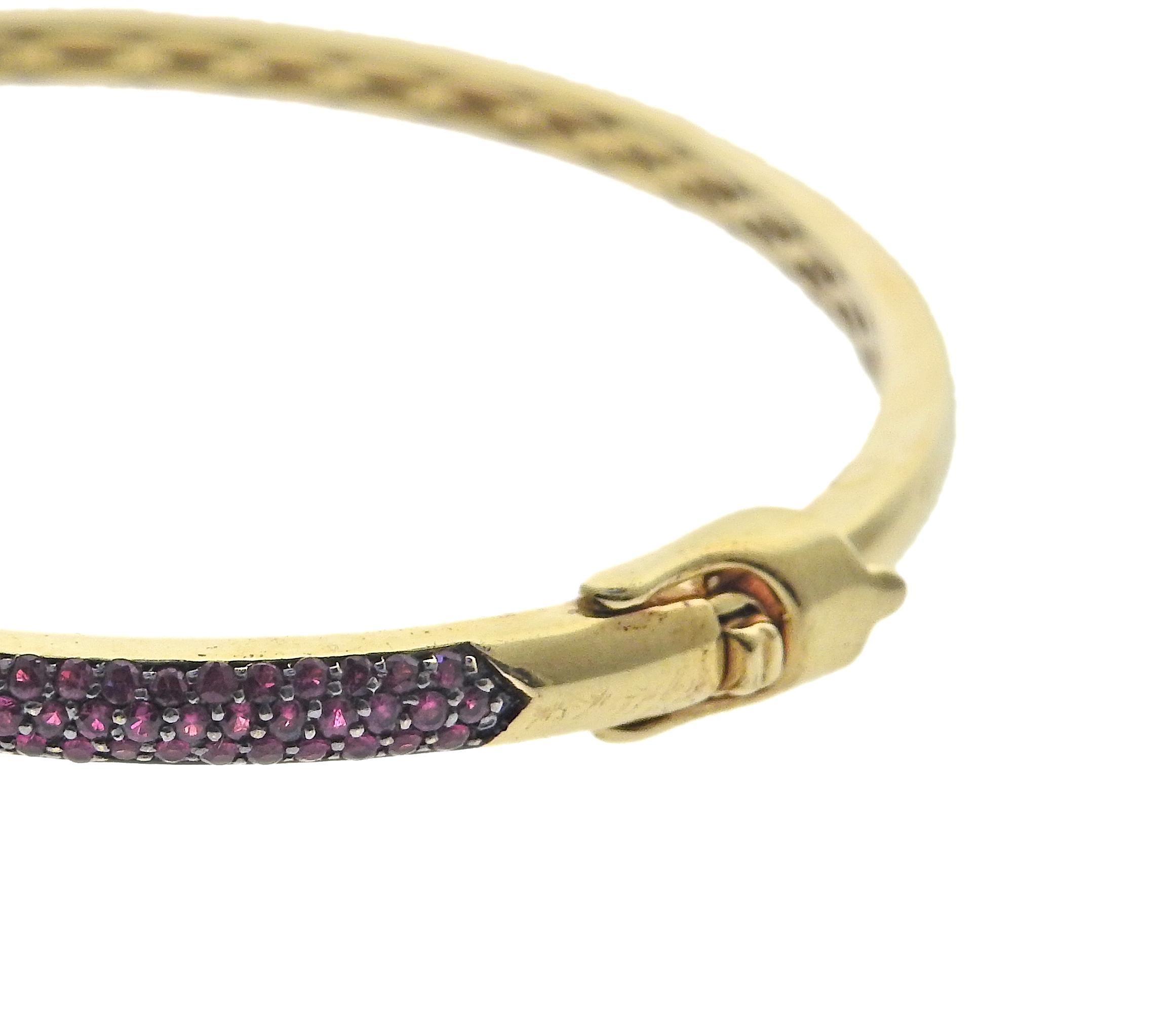 Round Cut Clyde Duneier Gold Ruby Bangle Bracelet For Sale