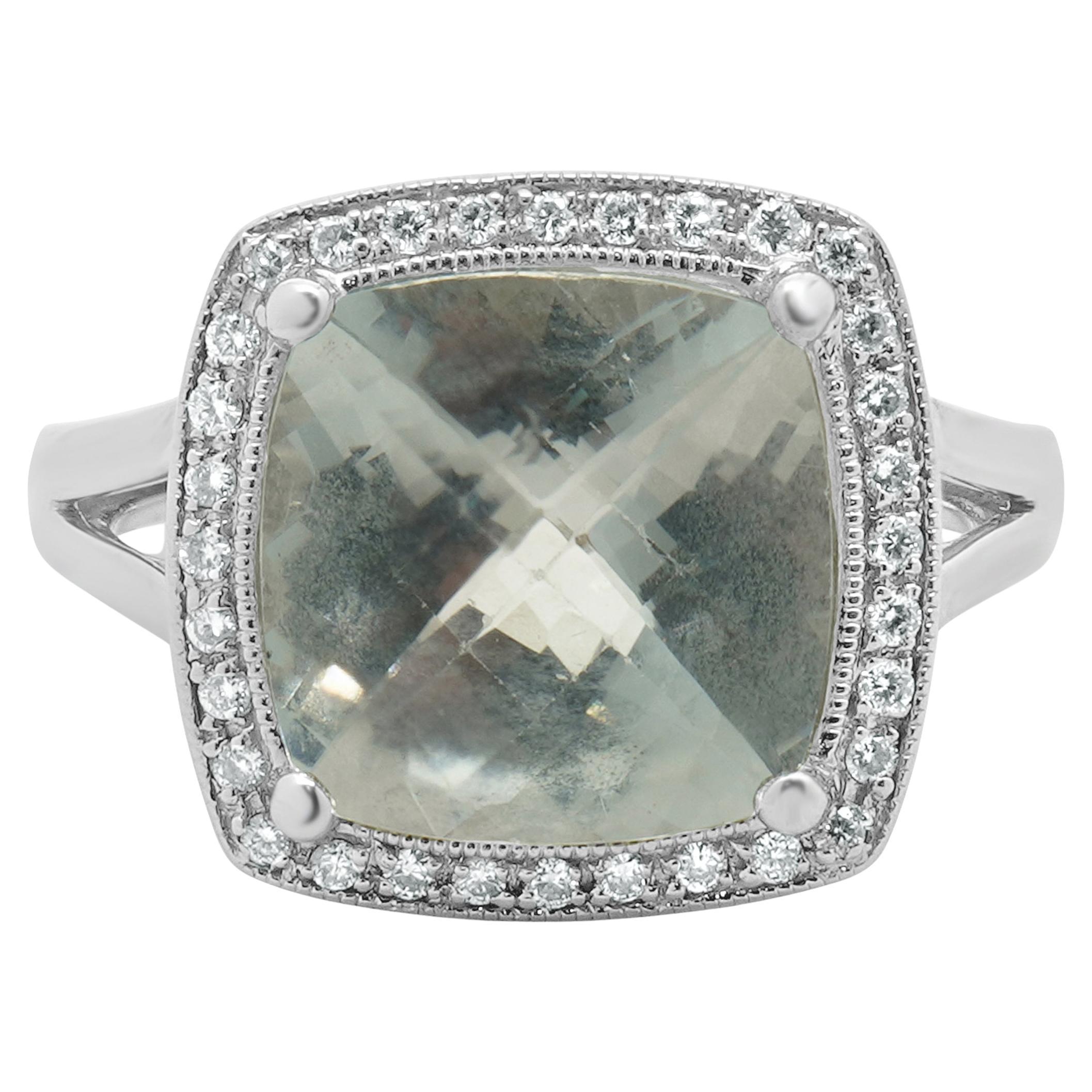 Clyde Duneiere 18 Karat White Gold White Topaz and Diamond Cocktail Ring For Sale