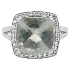 Clyde Duneiere 18 Karat White Gold White Topaz and Diamond Cocktail Ring