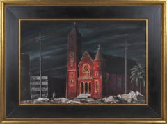 Moody Red Church Mid Century Oil