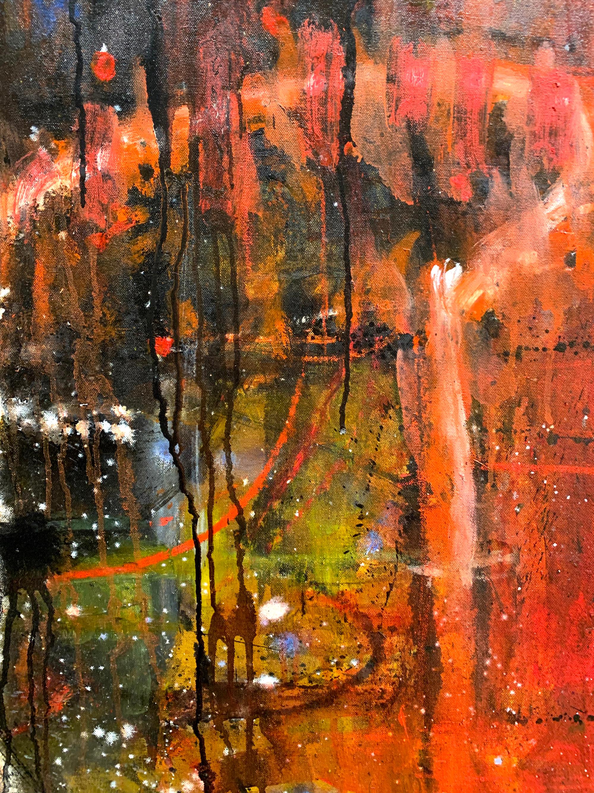 Chaunticlere - Beige Abstract Painting by Clyde Hopkins