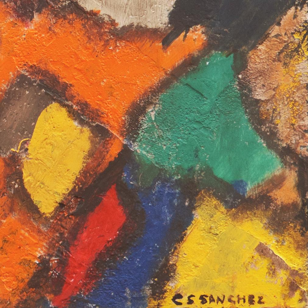 Cloisonné abstrait, grande huile post-impressionniste, Aptos, Californie - Painting de Clyde Sanchez