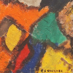 'Cloisonné Abstract', olio post-impressionista di grandi dimensioni, Aptos, California