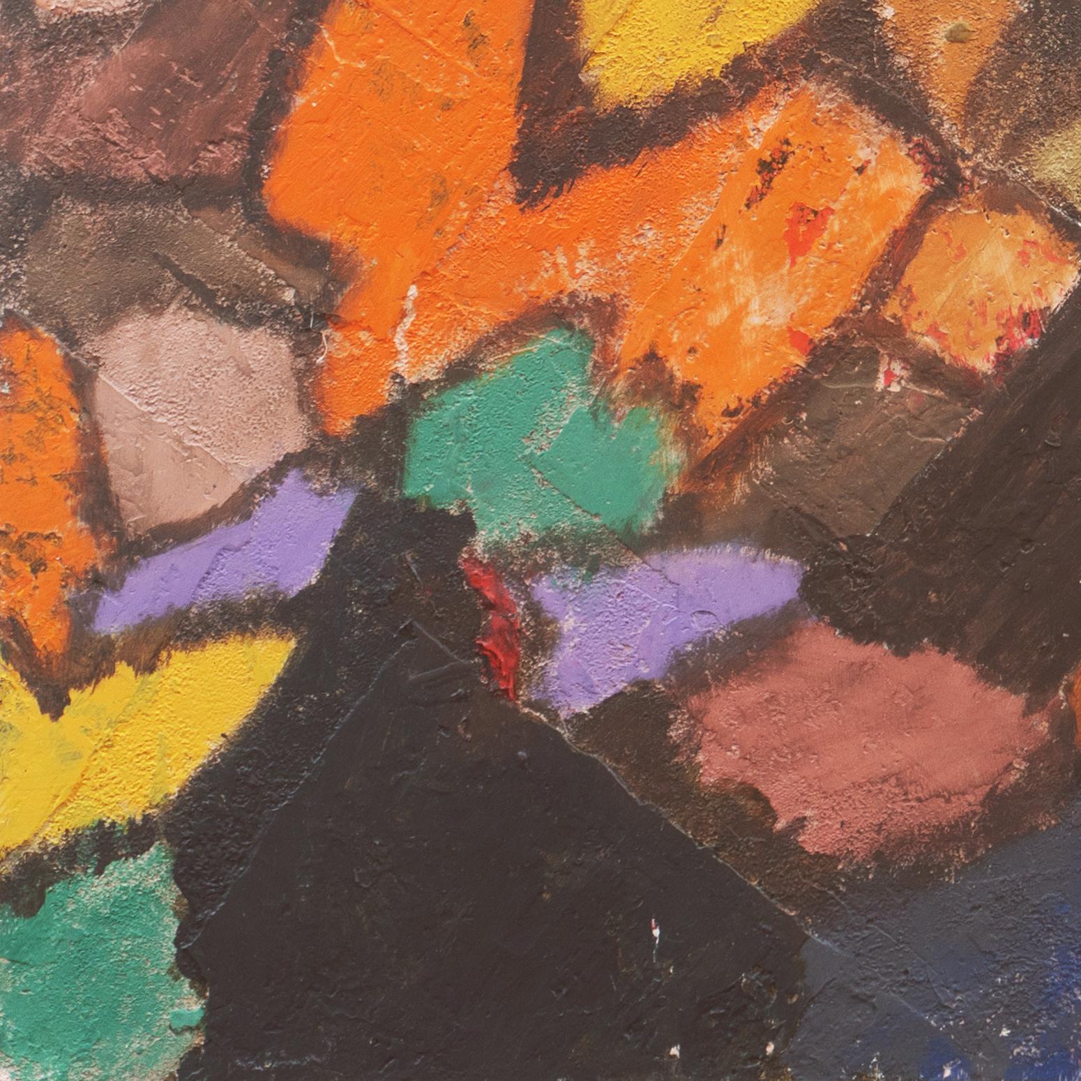 Cloisonné abstrait, grande huile post-impressionniste, Aptos, Californie en vente 1