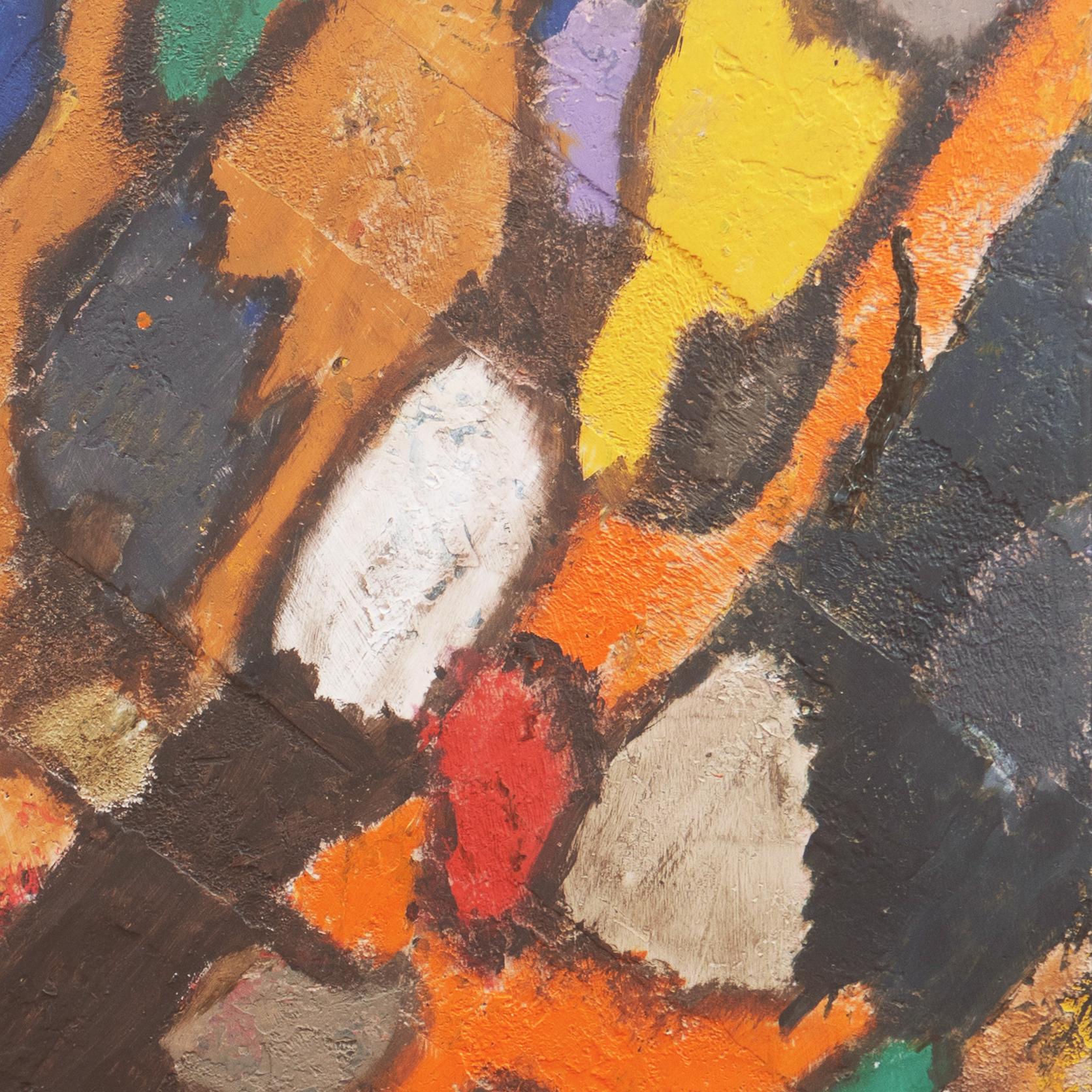 Cloisonné abstrait, grande huile post-impressionniste, Aptos, Californie en vente 3