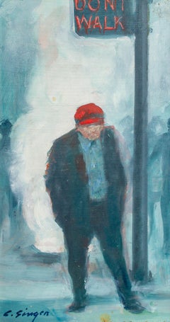 Scène de rue américaine signée par Clyde Singer