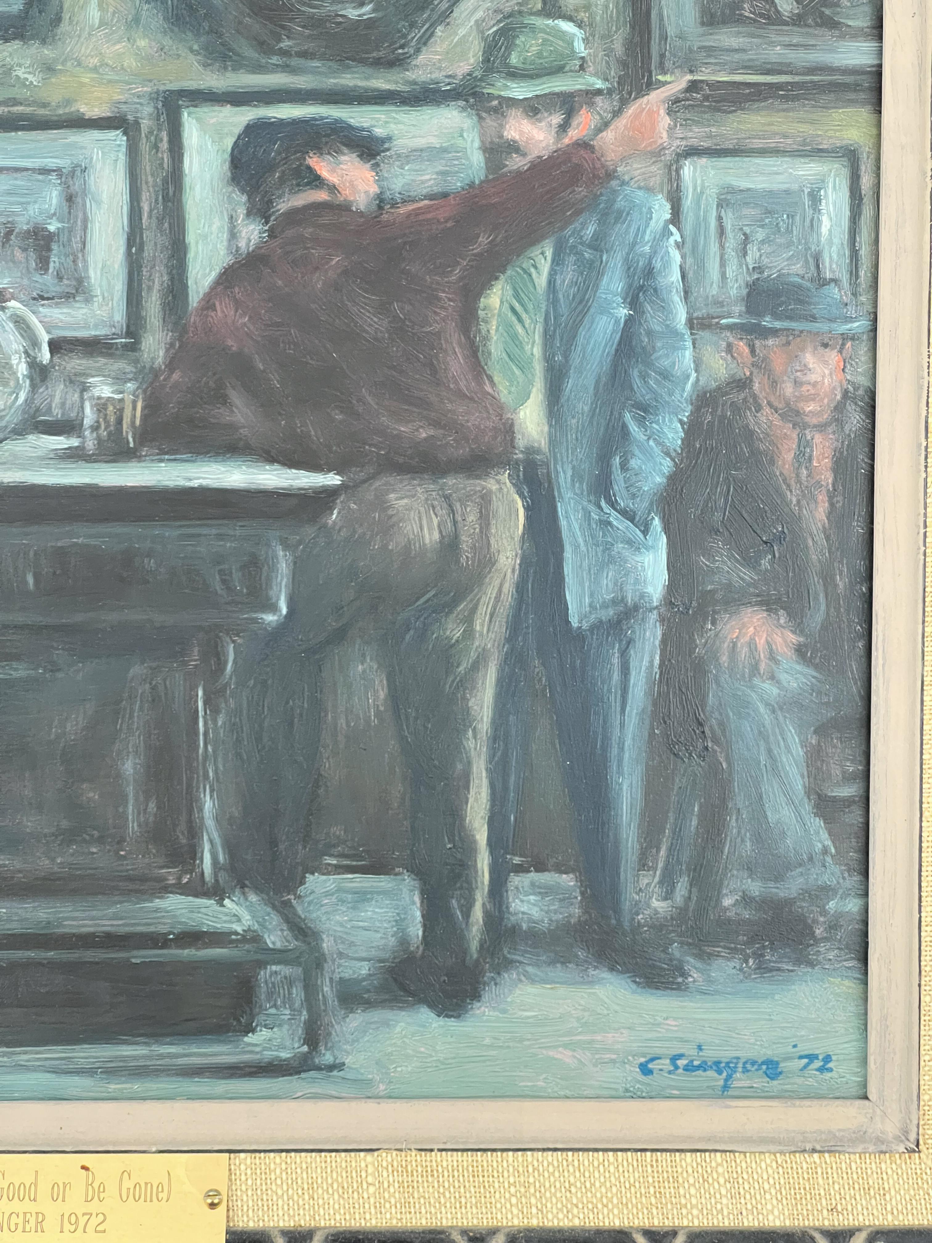 Sii buono o vattene.  McSorley's Old Ale House, House New York. Scena americana. - Painting Realismo americano di Clyde Singer