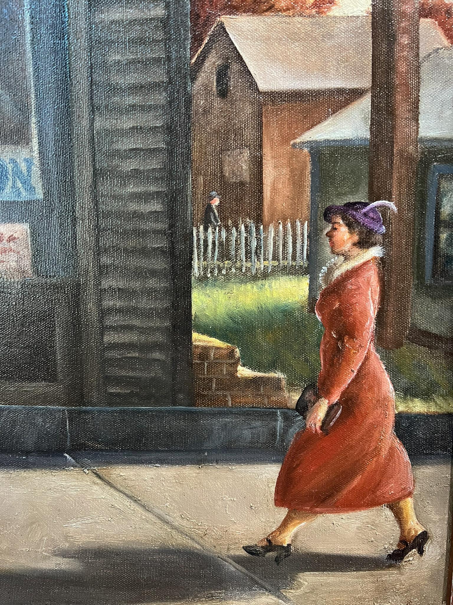 Before the Deluge, Republican Headquarters before Landon lost to Roosevelt. - Black Landscape Painting by Clyde Singer
