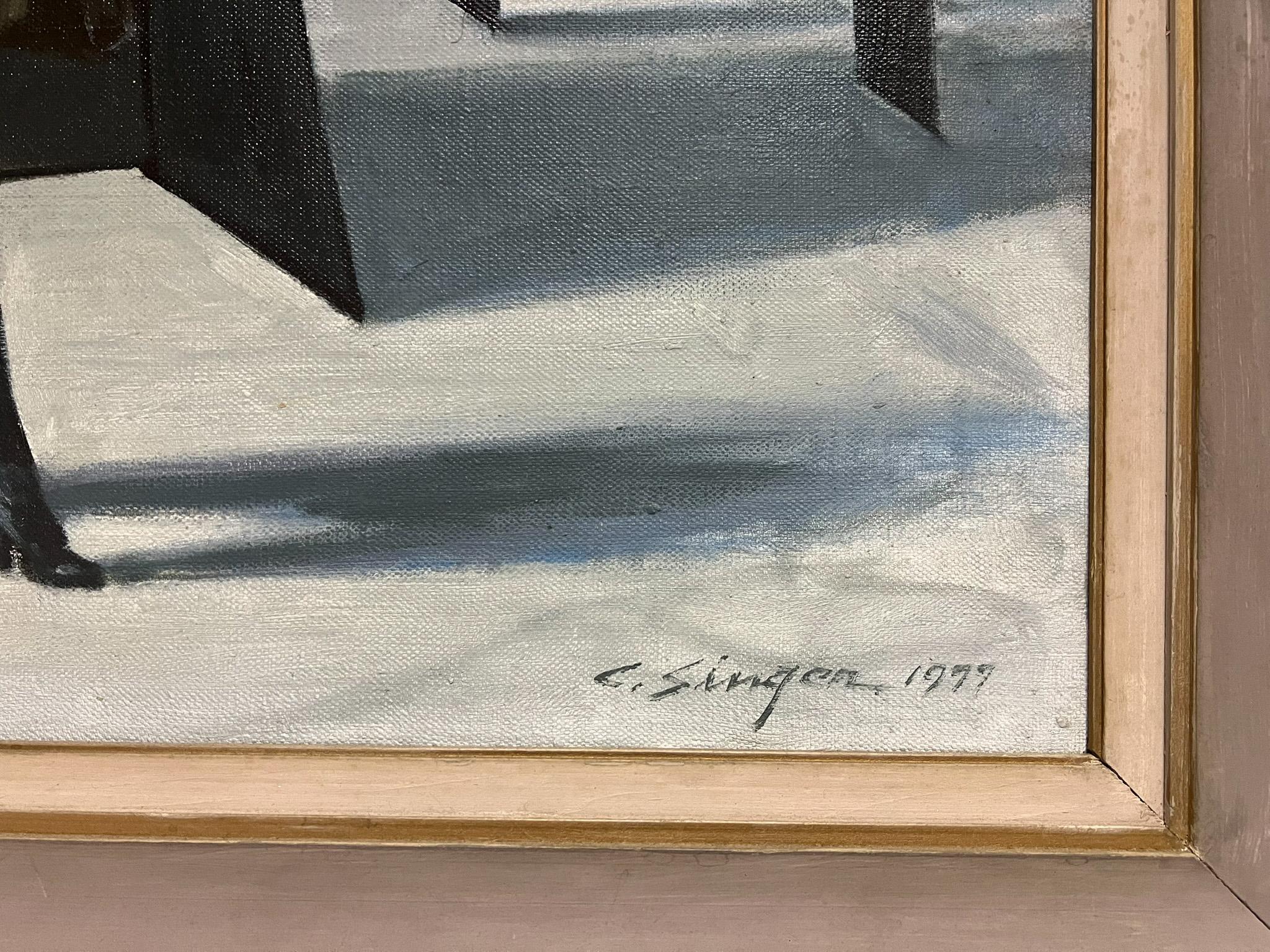 
Clyde Singer was a master at capturing the moments, small and significant in everyday American life.  This painting, 