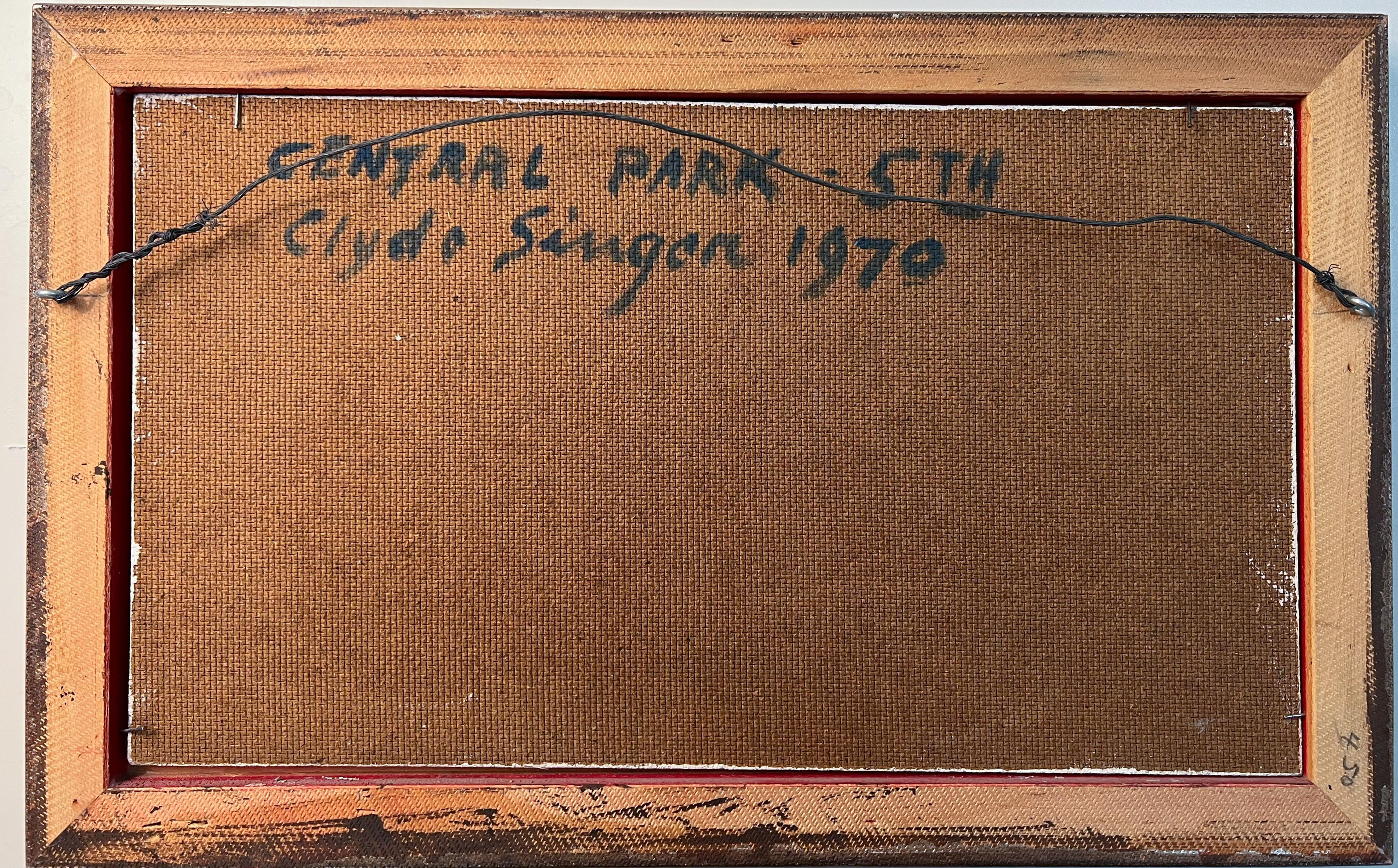 Una passeggiata lungo la 5th Avenue, lungo il Central Park di New York, è stata immortalata da Clyde Singer in questo gioiello di dipinto. Singer dipinge un momento di vita movimentata quando un gruppo di donne incrocia gli abitanti di New York