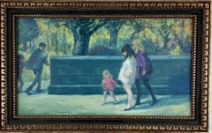 Central Park - 5th Ave. New York Pittura di scena americana.
