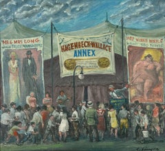 Hagenbeck-Wallace Annex.  Circus Oil Painting of Depression Era Columbus, Ohio.