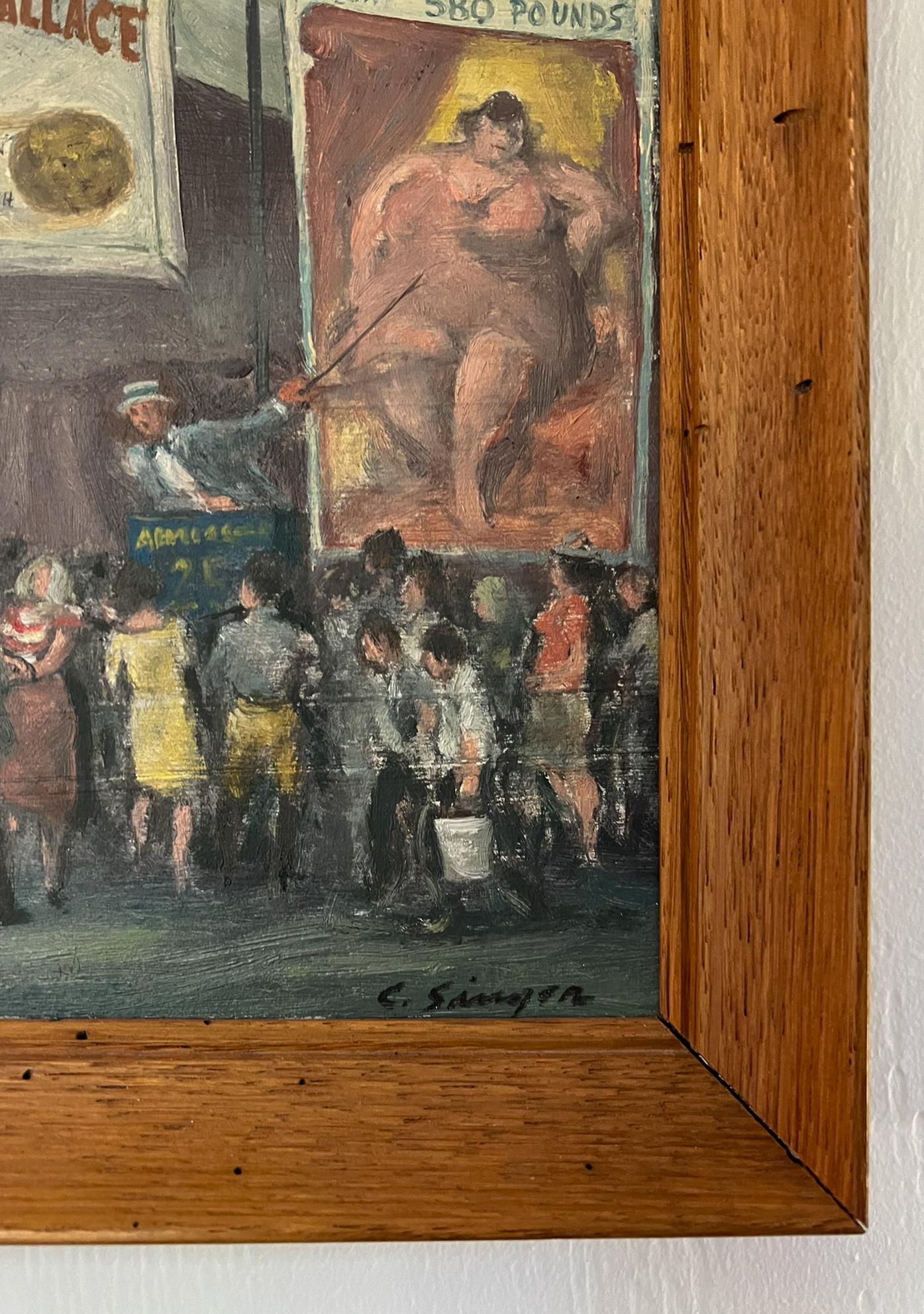 Hagenbeck-Wallace Annex.  Circus Oil Painting of Depression Era Columbus, Ohio. For Sale 2