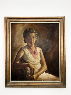 Portrait of Clara, Signed Oil Painting, 1932, Framed 32 x 25