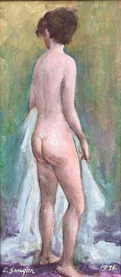 Standing Female Nude, Oil on Canvas Figure Study, American Realist, 1976