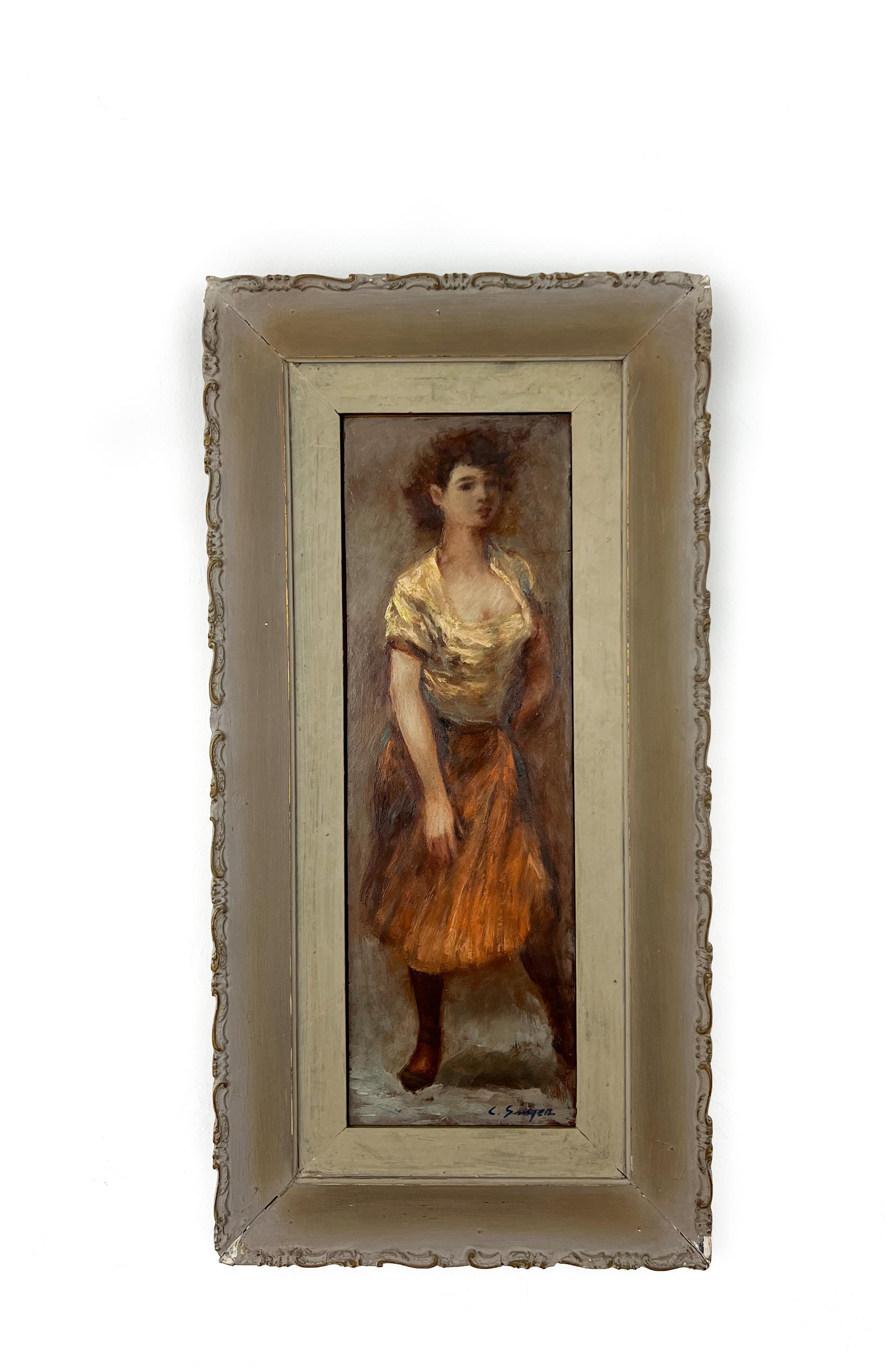 Standing Figure - Mid-Century American Portrait Painting in vendita 2