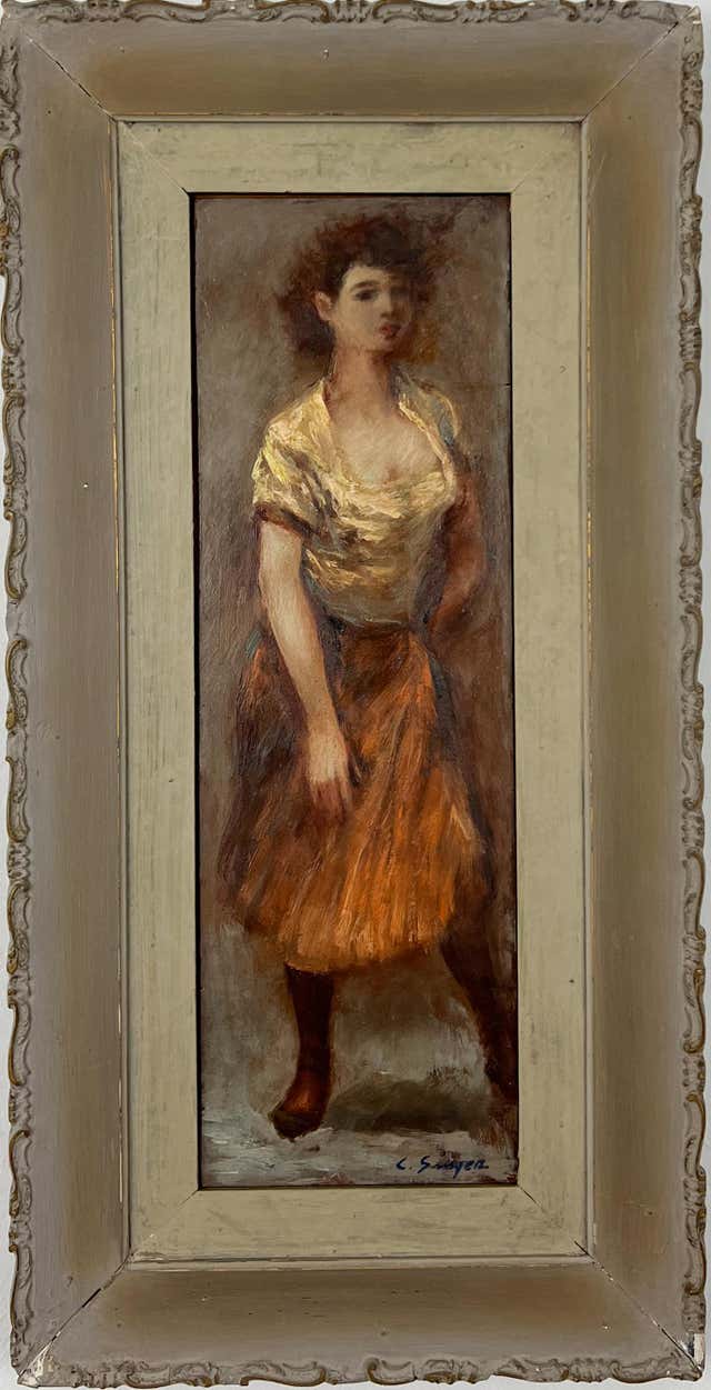 Clode Singer Clyde Singer - Red Coat - Mid-Century Figurative American Painting ...