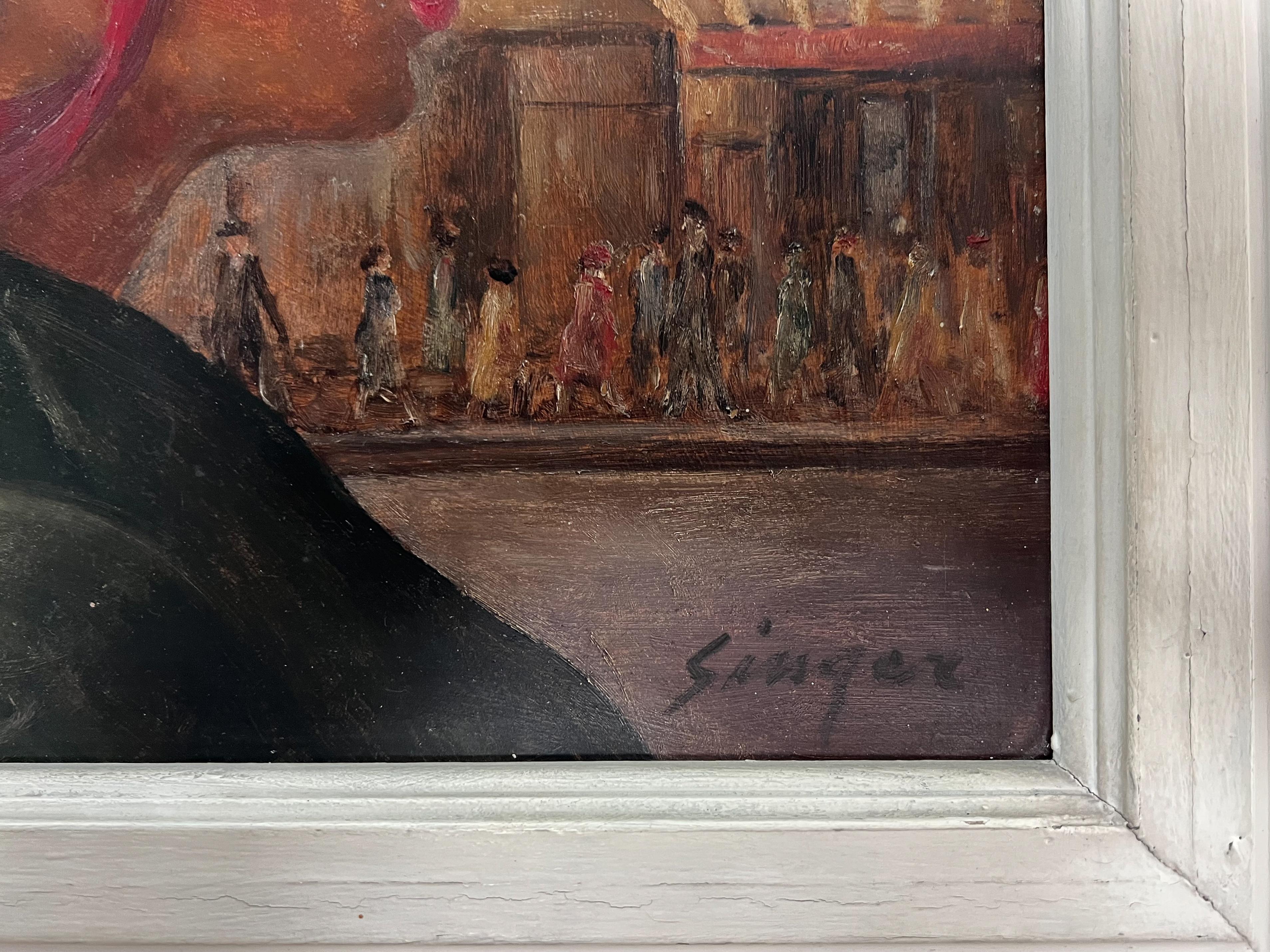 Le Ruban Rouge.  Peinture de scène régionaliste américaine.  Artistics et l'histoire de l'Ohio. - Réalisme américain Painting par Clyde Singer