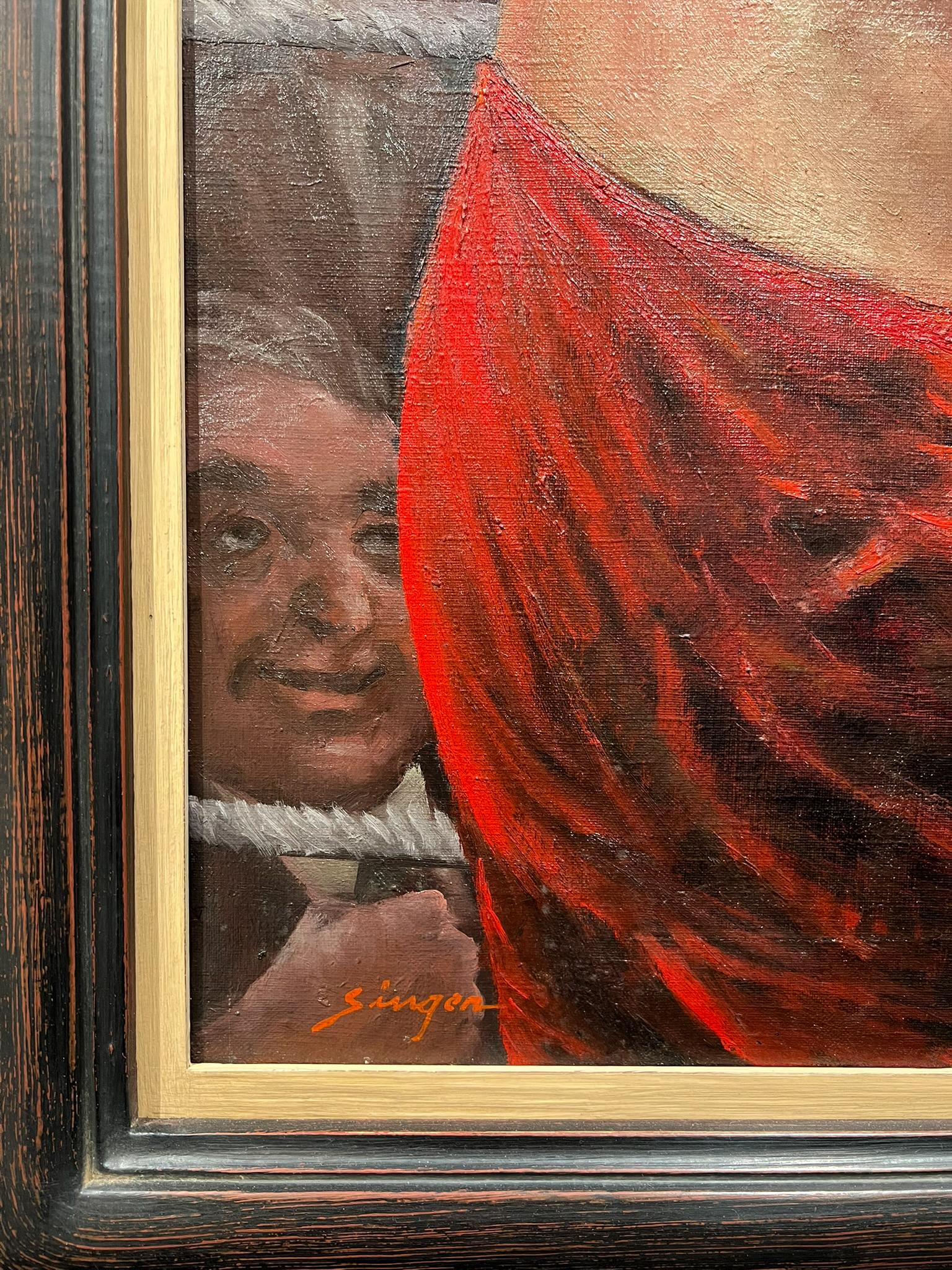 The Wrestlers - American Mid-Century Scene Painting.  Americana Oil Painting. For Sale 2