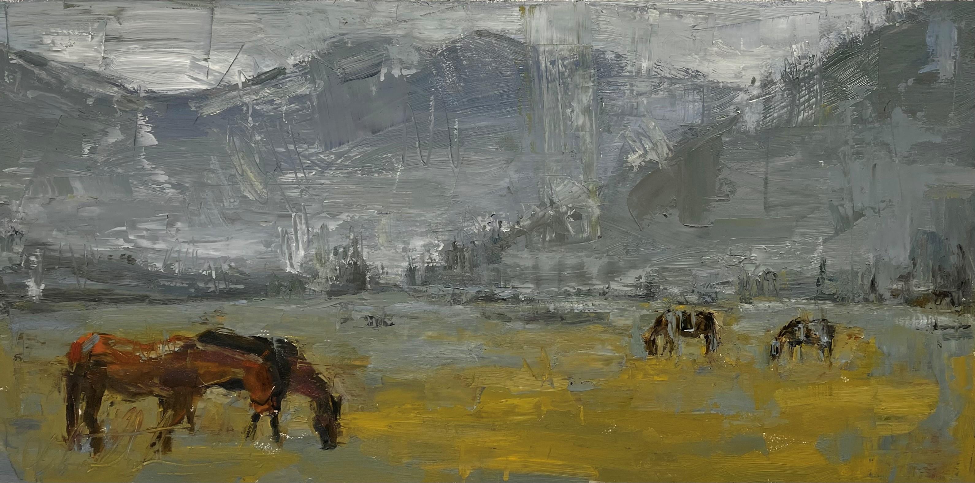 Clyde Steadman Animal Painting - "Cold on the Plain" Oil Painting