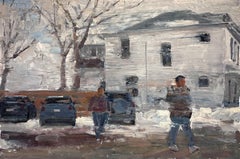 "Cold Walk" par Clyde Steadman, peinture à l'huile originale