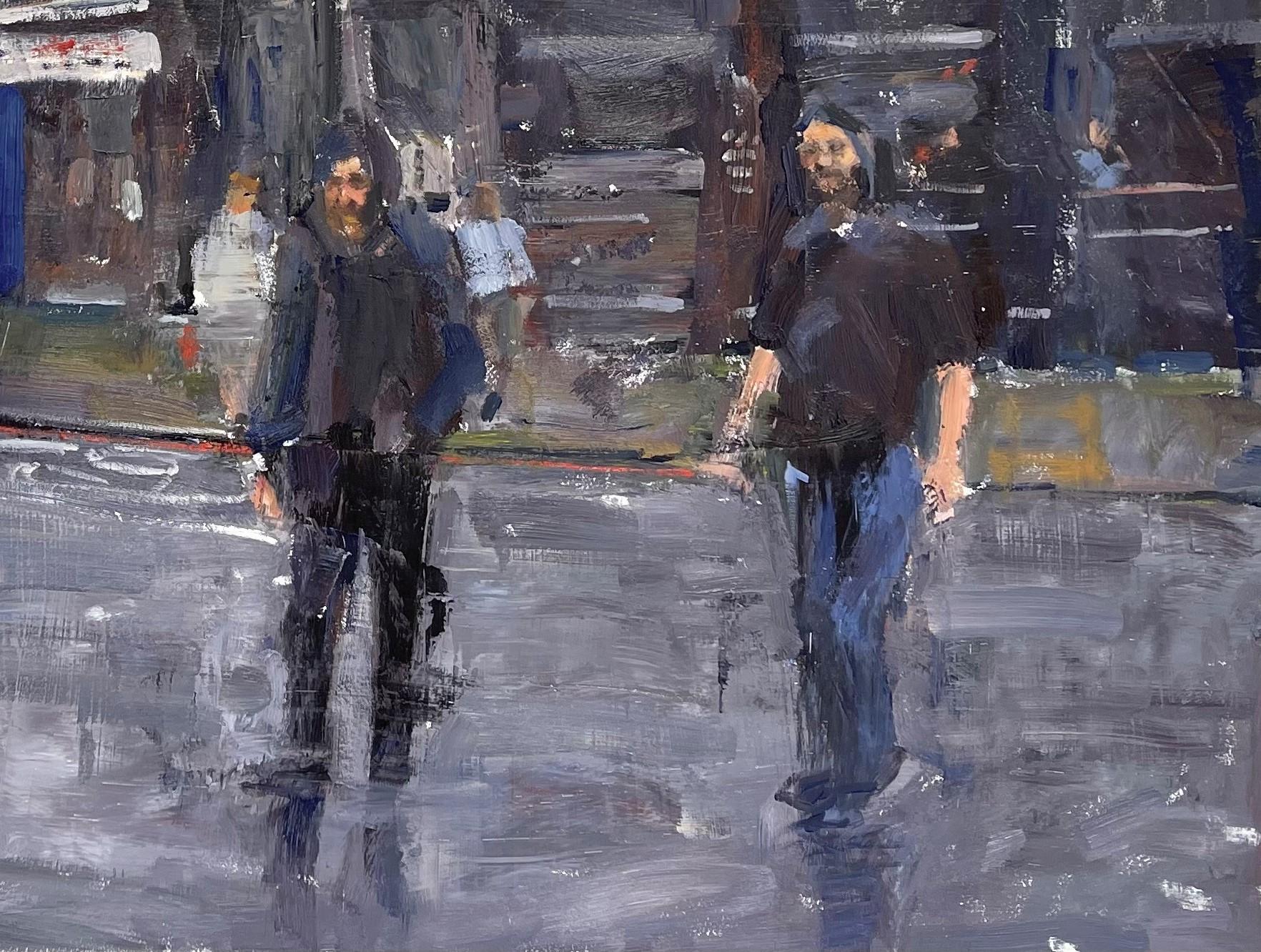 „Crossing Over“ (2023) von Clyde Steadman, Original Cityscape, Ölgemälde im Angebot 1