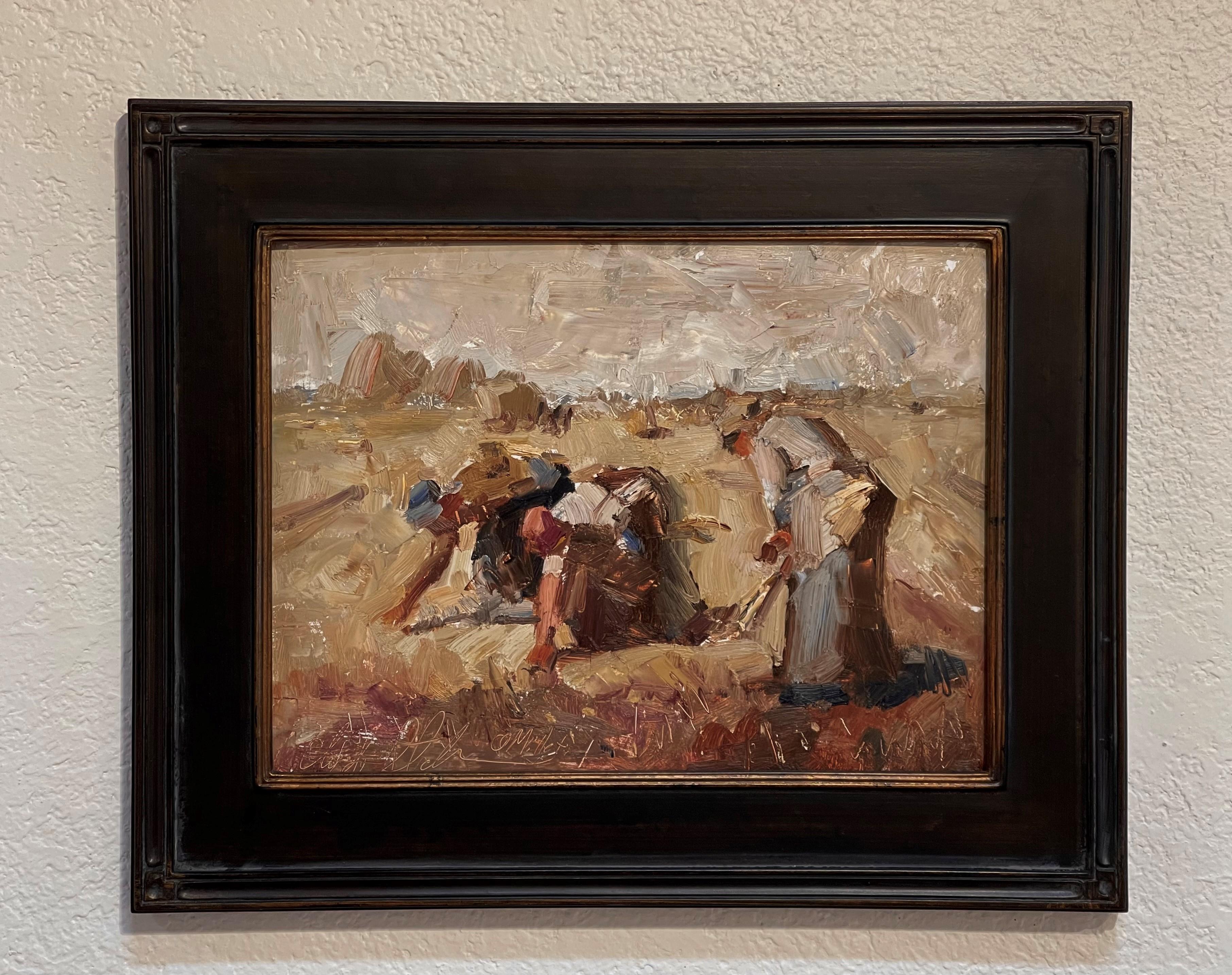 „Gleaning Millet“, Ölgemälde – Painting von Clyde Steadman