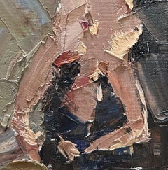 "Come stanno i miei capelli" (2022) di Clyde Steadman, pittura ad olio originale di nudo femminile