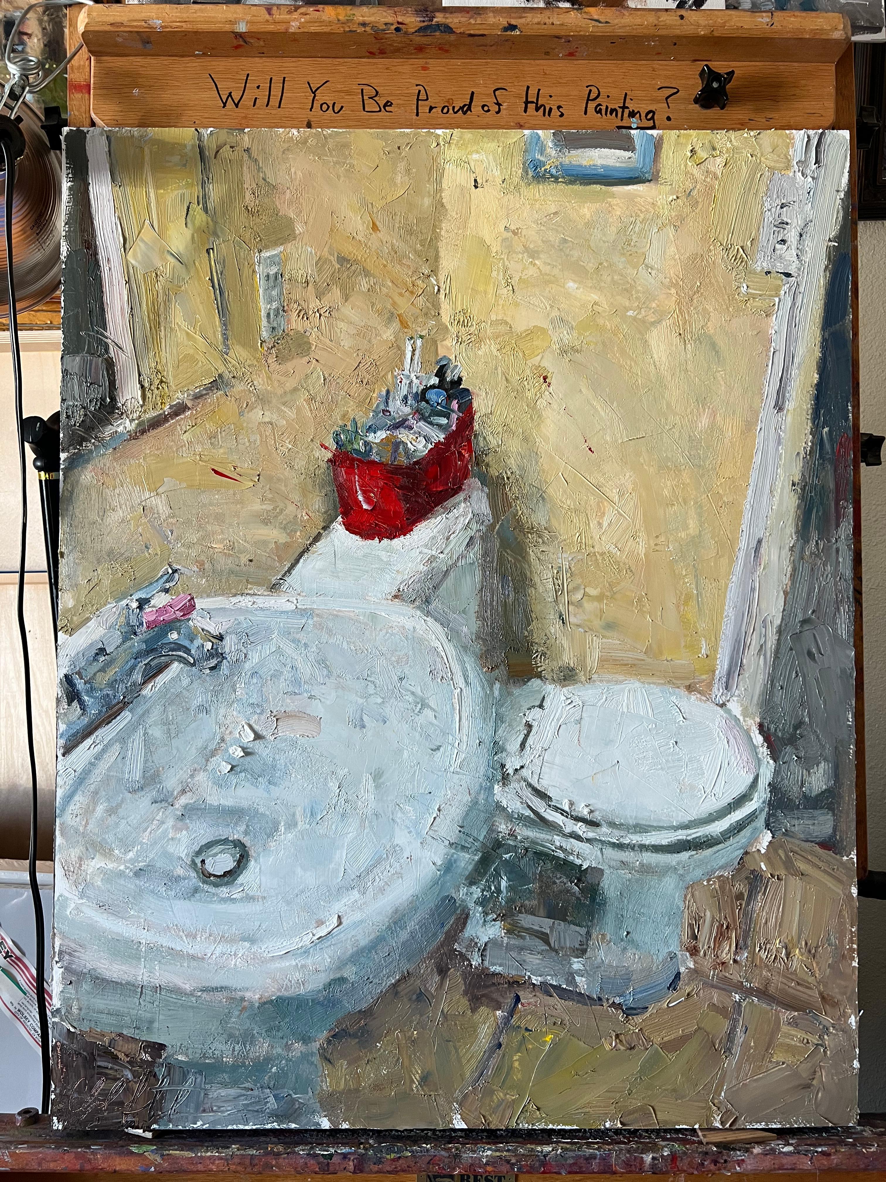 "Mantenerlo limpio" (2023) de Clyde Steadman, Pintura al óleo original de interiores