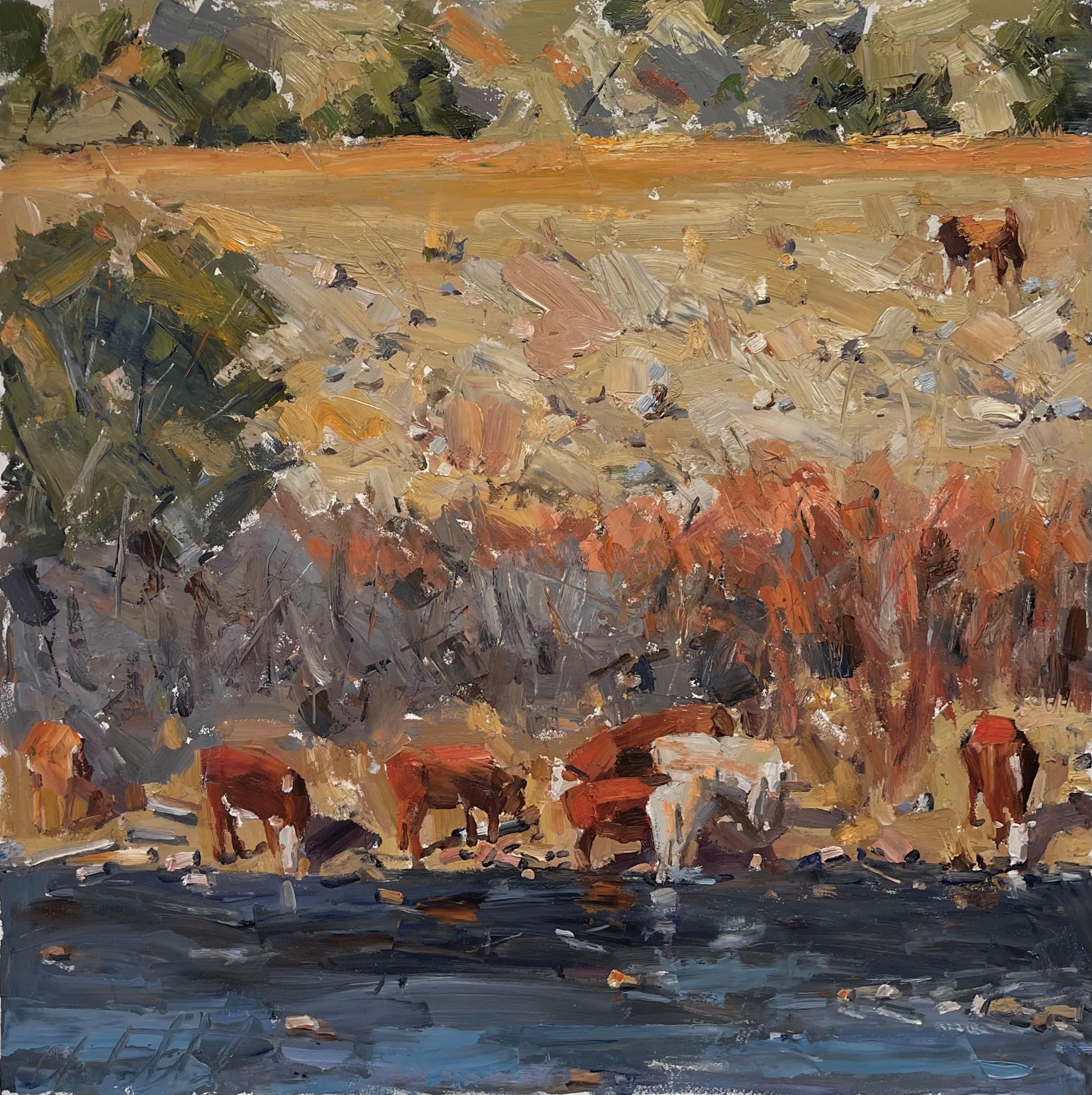 Clyde Steadman Animal Painting – „On the Arkansas“, Ölgemälde