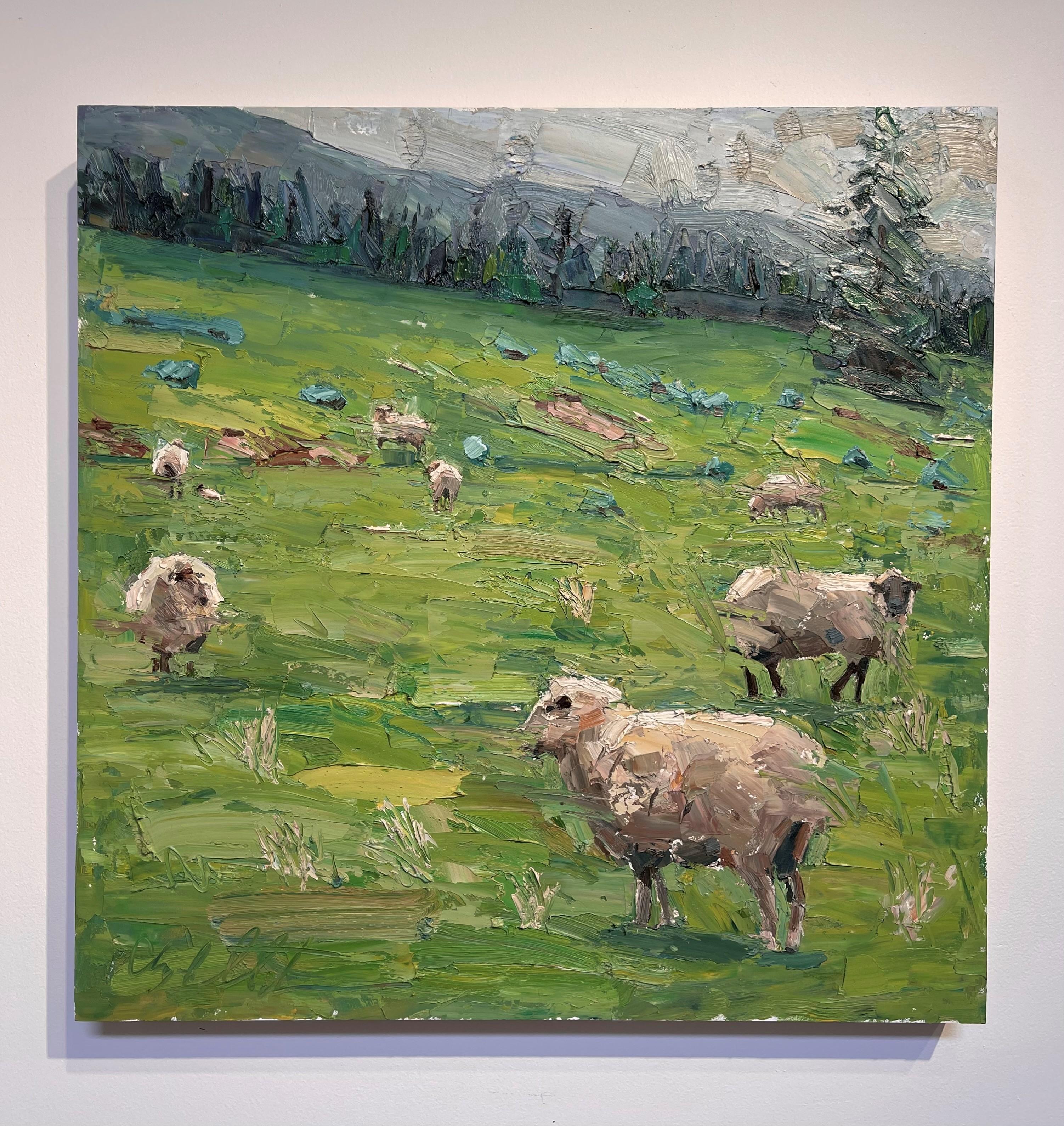 „Schaf“ Ölgemälde – Painting von Clyde Steadman