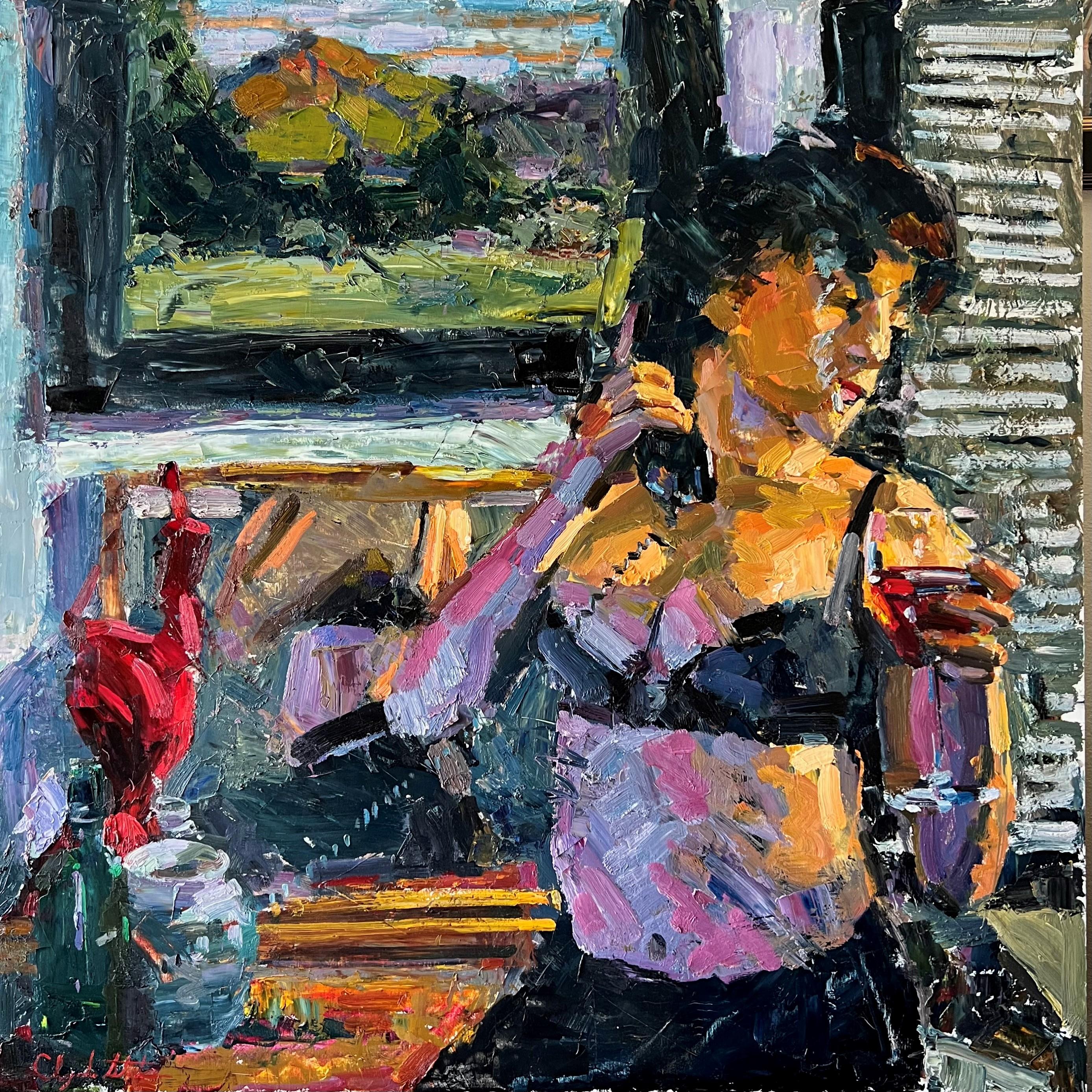 "Attenti al peccatore" (2022) di Clyde Steadman, pittura a olio originale di nudo femminile