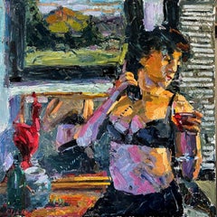 "Attenti al peccatore" (2022) di Clyde Steadman, pittura a olio originale di nudo femminile