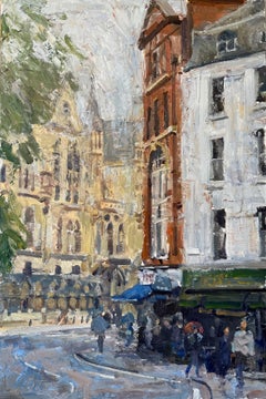 "Calles de Londres" (2023) de Clyde Steadman, Pintura al óleo original de paisaje urbano