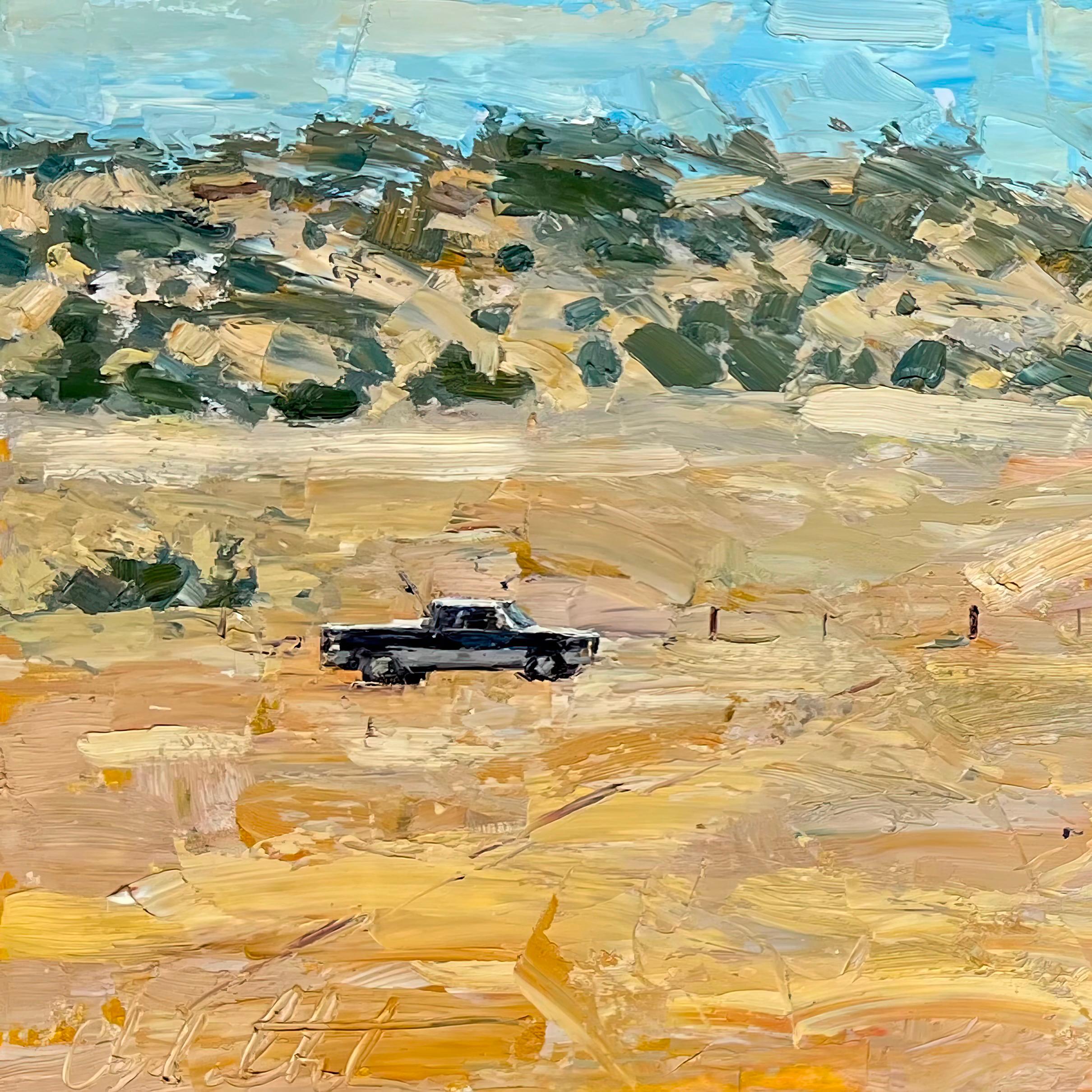 Taking Care of Business, Original Oil Painting - Beige Landscape Painting by Clyde Steadman