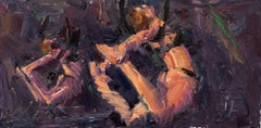 "Eccolo!" (2020), dipinto ad olio originale di ritratto di nudo in still life