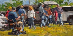 ""Attendre le train"" Peinture à l'huile