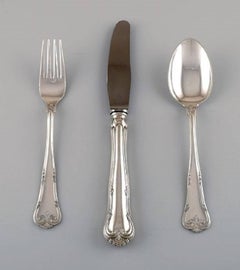 C.M. Cohr, Eight Person's Complete 'Saxon Flower' Dinner Cutlery of Silver
