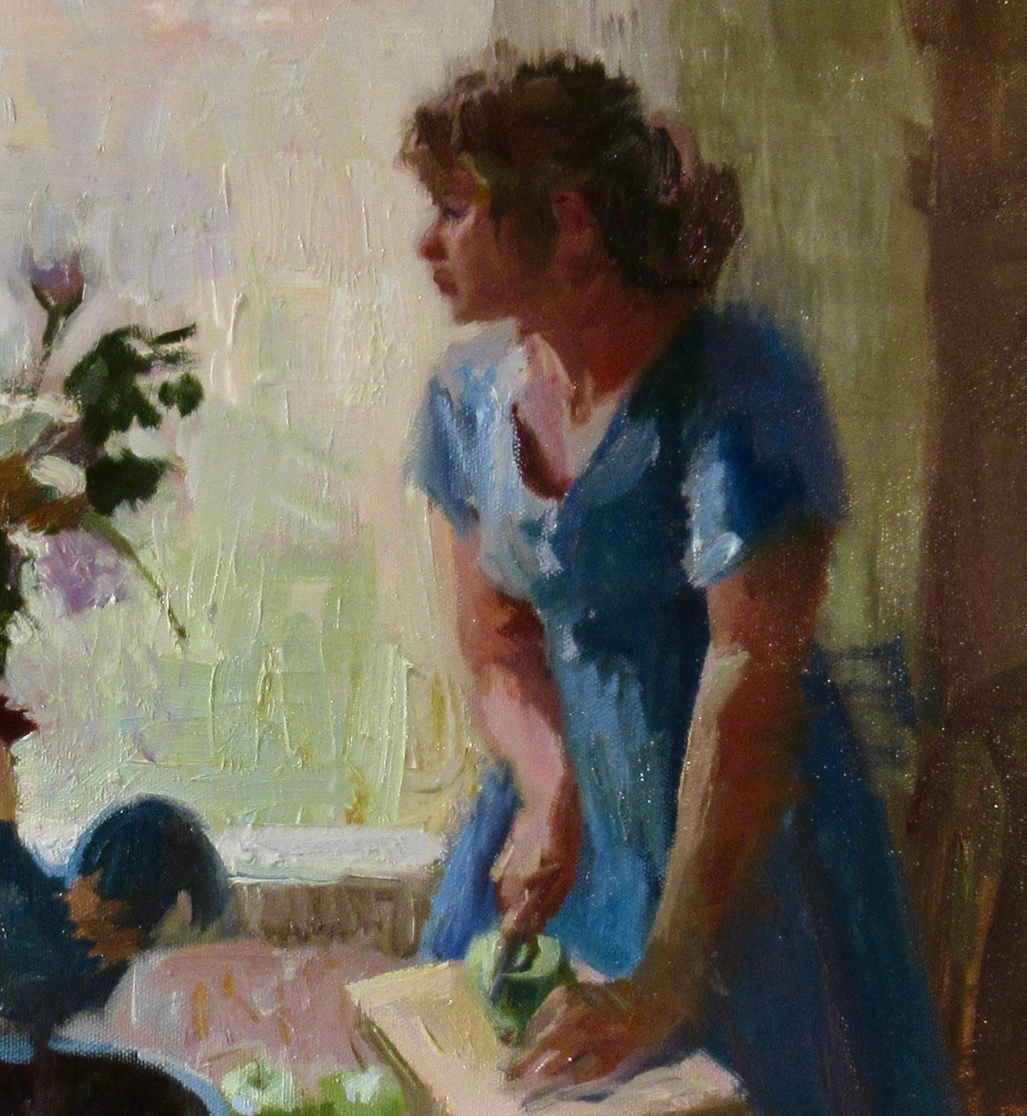 Waiting - American Impressionist Painting by C.M. Cooper