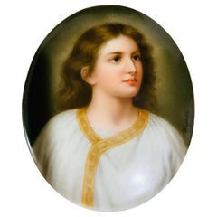 C.M. Hutschenreuther Hand Painted Porcelain Small Oval Plaque of Child Jesus