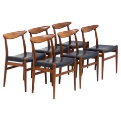 C.M. Madsen set of six teak and leather dining chairs – Hans J. Wegner