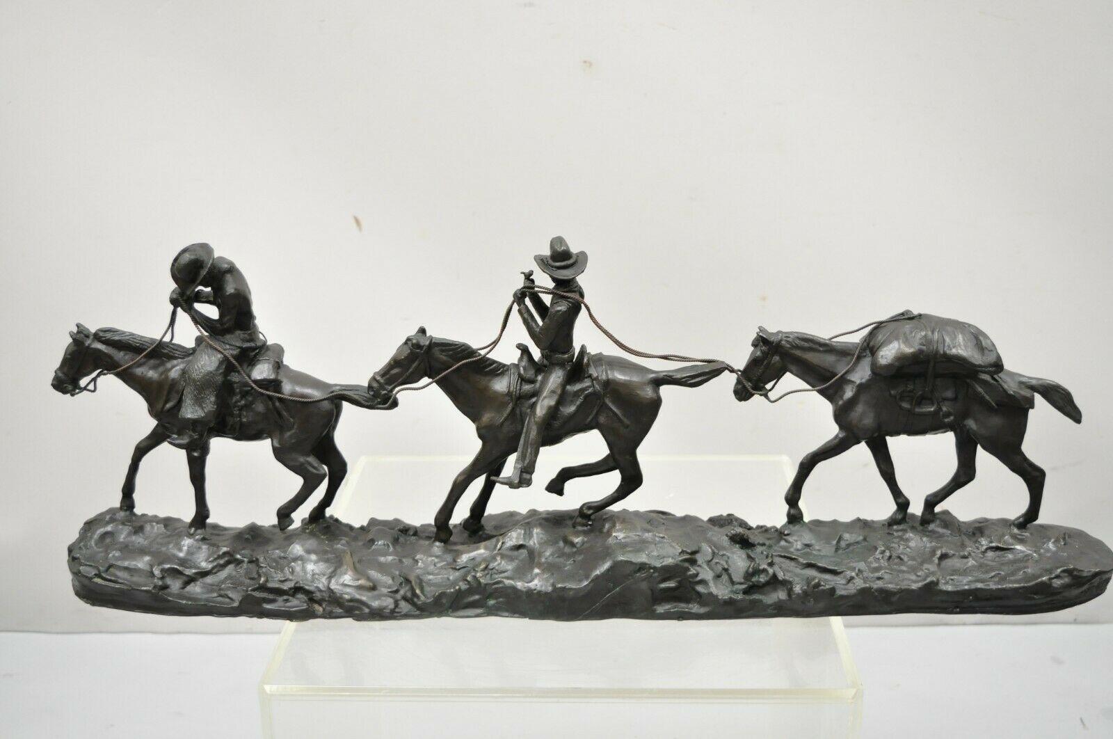 C.M. Russell Bronze Changing Outfits Western Horse Sculpture Statue 4