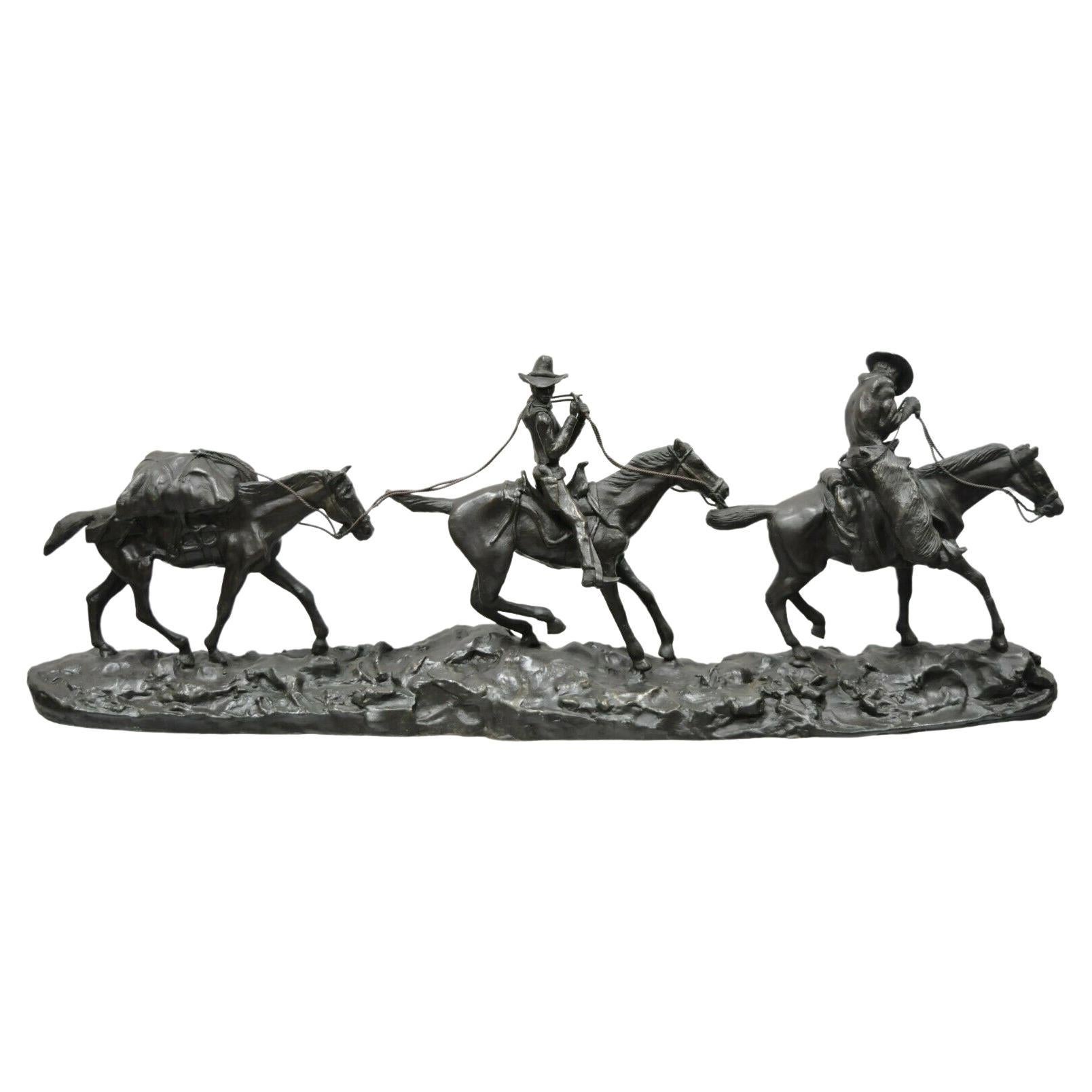 C.M. Russell Bronze Changing Outfits Western Horse Sculpture Statue