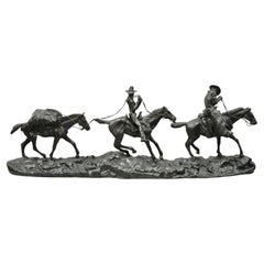 C.M. Russell Bronze Changing Outfits Western Horse Sculpture Statue